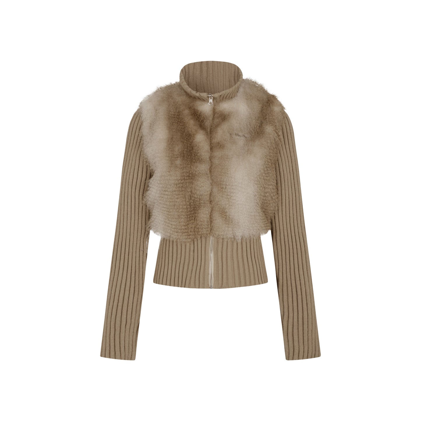 Strike A Pose | Knitted Panel Faux Fur Coat